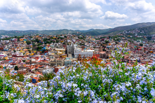 Guanajuato city view from the observation deck of Monumento Al Pipila