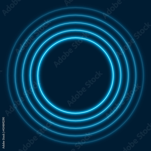 Abstract neon background, with blue glowing circles, vector illustration.