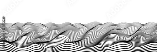 Stylization of sea waves. Abstract geometric background, curved lines, shades of gray.