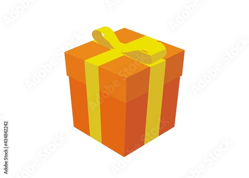Gift box simple colored illustration in perspective  view.