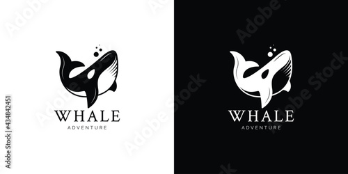 Illustrations of whale logo design concept