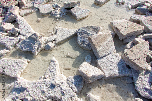 Natural salt blocks on Lake Karum in the Danakil Depression, Ethiopia