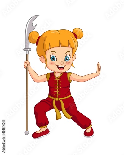 Cartoon wushu girl with glaive