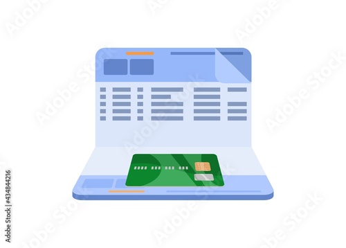 Saving book with ATM card in perspective view.