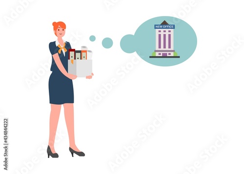 Female employee moving to a new office.