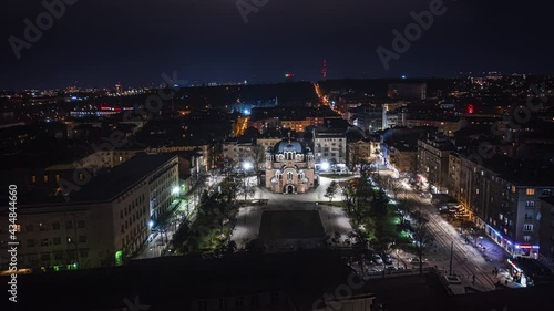Wallpaper Mural Drone footage of st. Sedmochislenici Sofia  during night. Time Lapse. Hyper Lapse Torontodigital.ca