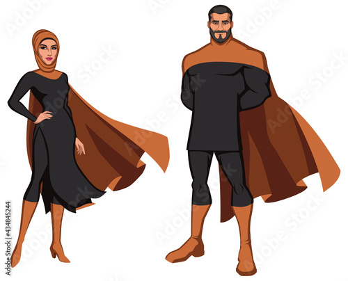 Middle Eastern Superhero Couple on White