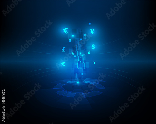 Currency exchange and money transfer business concept illustration