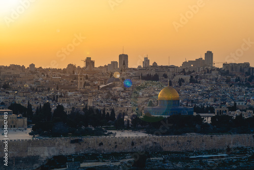dome of the rock and old city of jerusalem in israel