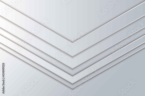 White paper cut arrow overlap background. Abstract realistic layered papercut decoration textured. 3d backdrop with circle shape layers. Eps10 Vector illustration