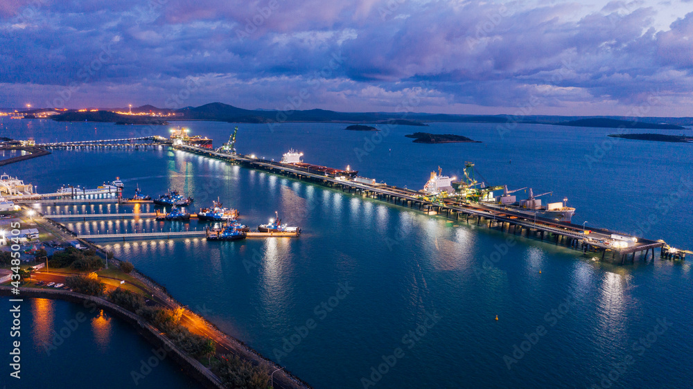 RG Tanna wharfs at night in gladstone, Queensland