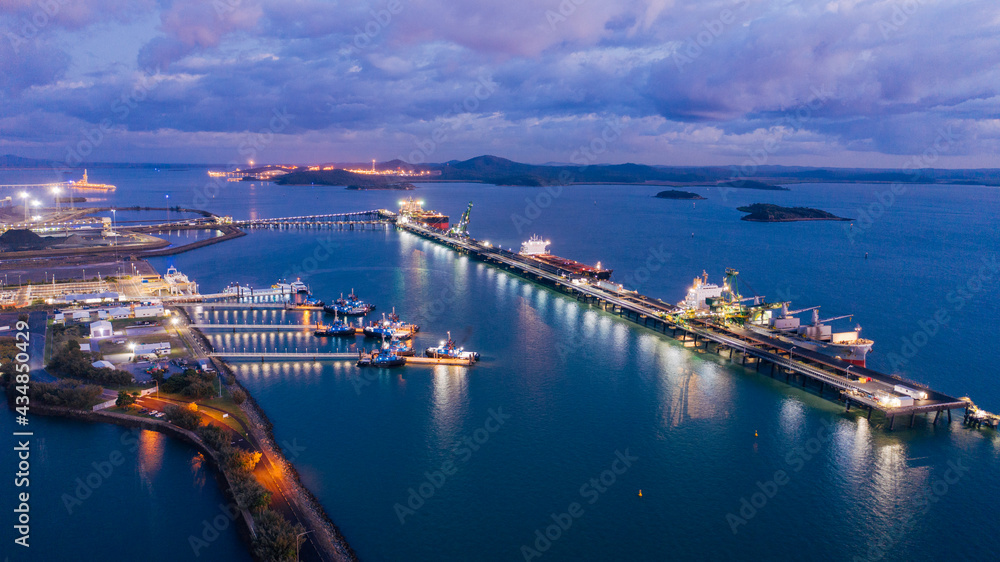 RG Tanna wharfs at night in gladstone, Queensland