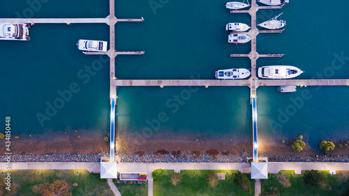 top down view of boats at marina in gladstone photo