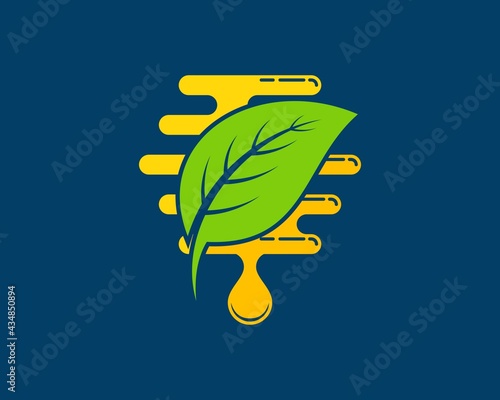 Abstract bee hive with nature leaf inside