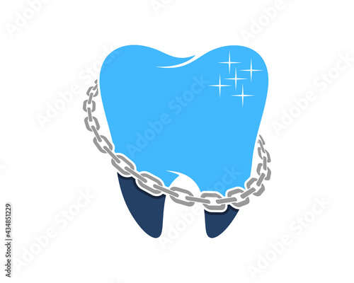 Clean teeth with teeth stirrup surrounding