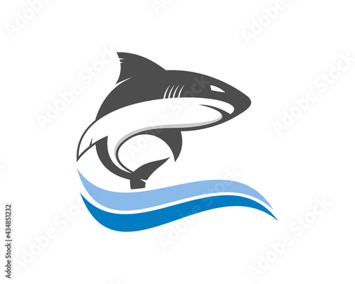 Shark on the sea wave vector illustration