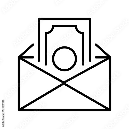 Salary in envelope icon vector illustration. Concept corruption, donation, savings and receive bribe