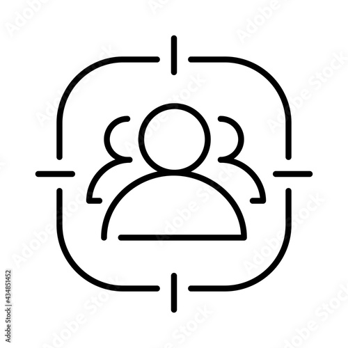 Contoured simple staff search icon vector illustration. Headhunting, choosing candidate, recruiting
