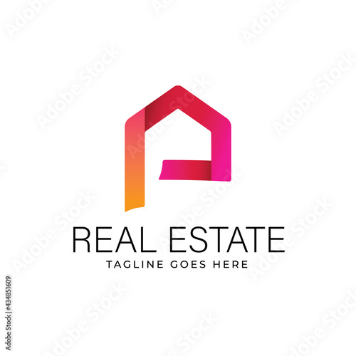 
Vector real estate Logo Design Template - Origami, Letter P, home, house, and real estate Symbol Logo suitable for real estate agency, and real estate company
