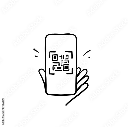 hand drawn doodle scan qr code illustration vector isolated background