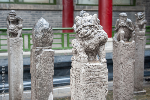 Chinese statues. Unusual sculptures in close-up. photo