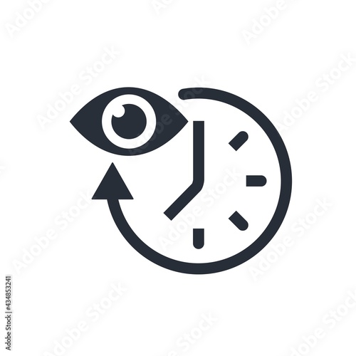 Eye and time. Control observation period. Vector icon isolated on white background.