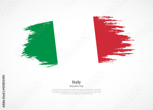 Happy republic day of Italy with national flag on grunge texture