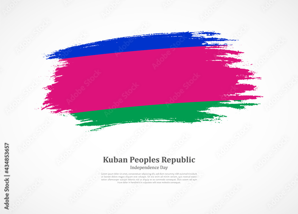 Happy independence day of Kuban Peoples Republic with national flag on grunge texture Happy independence day of Kuban Peoples Republic with national flag on grunge texture