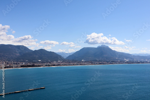 Aerial view to bay of Alanya city in Turkey from the mountain