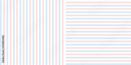 Stripe pattern textured in blue, pink, white. Seamless light pastel basic simple line vector graphic for dress, shirt, other modern spring summer autumn winter fashion fabric or paper print.