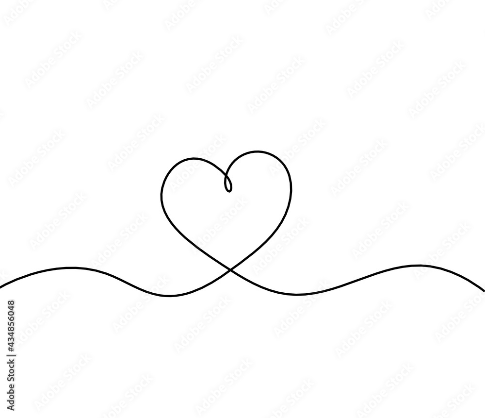 Fototapeta Abstract hearts as continuous line drawing on white as background