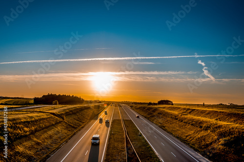 Autostrada A4 Powiat Dębicki zachód słońca