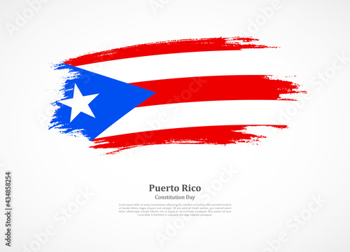 Happy constitution day of Puerto Rico with national flag on grunge texture