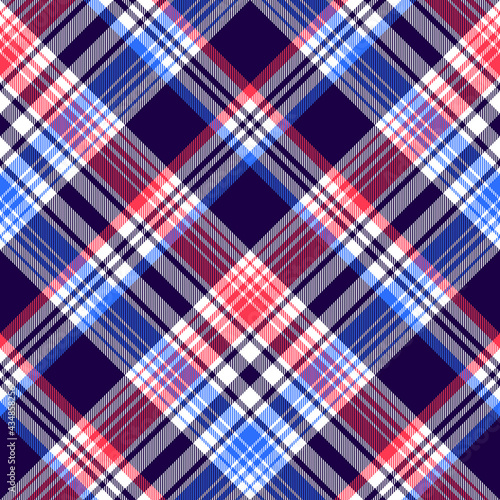 Tartan plaid pattern ombre in blue, pink, white. Large bright colorful seamless ombre check vector for spring summer autumn winter flannel shirt, blanket, duvet cover, other fashion fabric design.