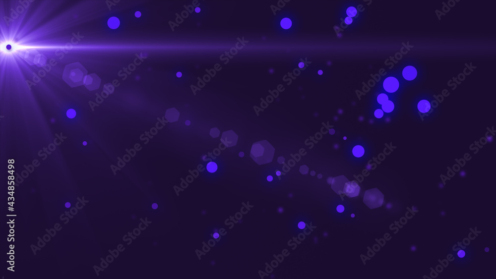 Purple floating forward particle with moving flare background