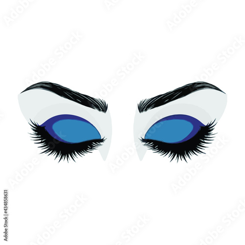 drawn eye illustration of blue color on a white background