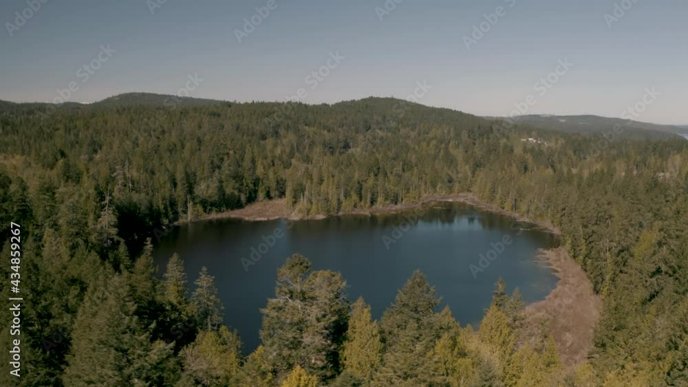 Aerial Drone View of beautifl Emily Lake in Texada Island British Columbia Canada, Sunshine Coast Aerial Drone View of beautifl Emily Lake in Texada Island British Columbia Canada, Sunshine Coast