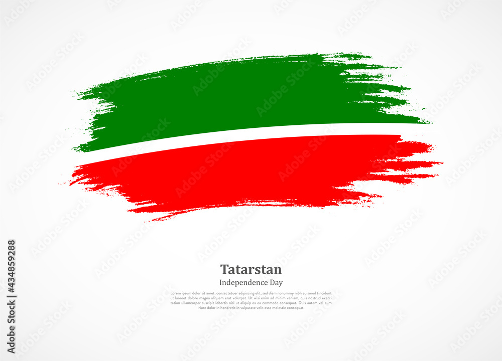 Happy independence day of Tatarstan with national flag on grunge texture