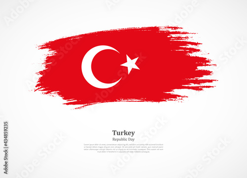 Happy republic day of Turkey with national flag on grunge texture