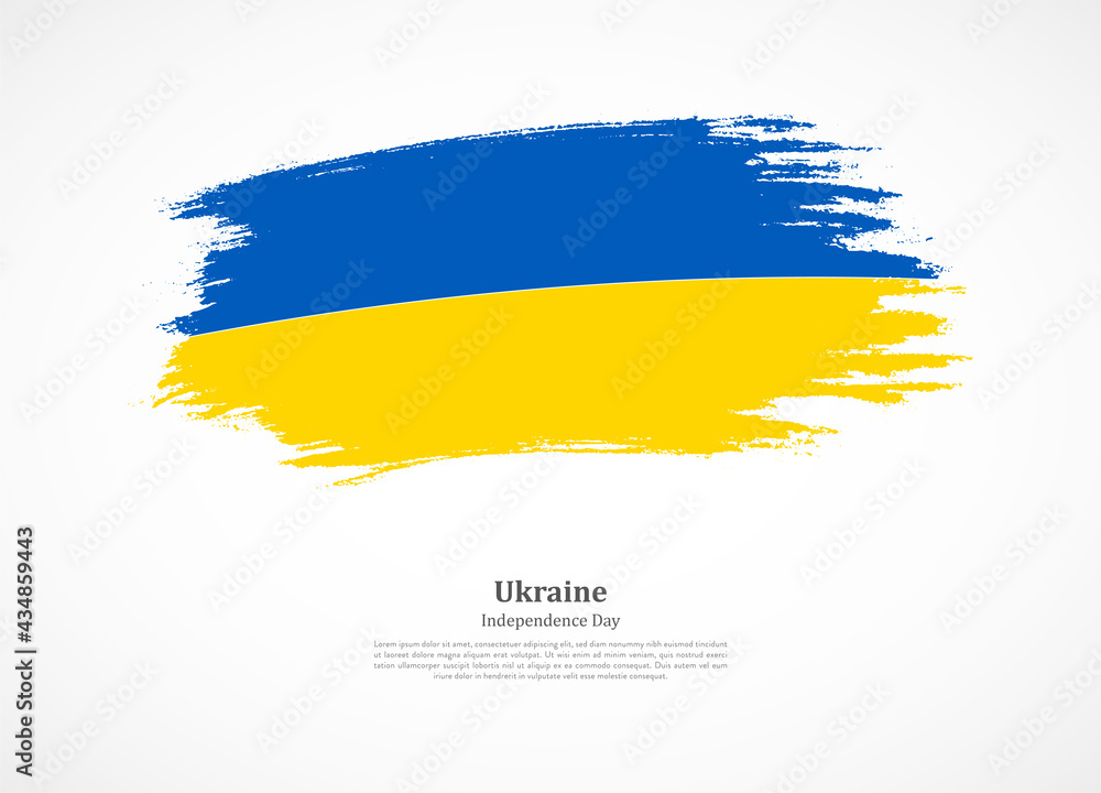 Obraz premium Happy independence day of Ukraine with national flag on grunge texture