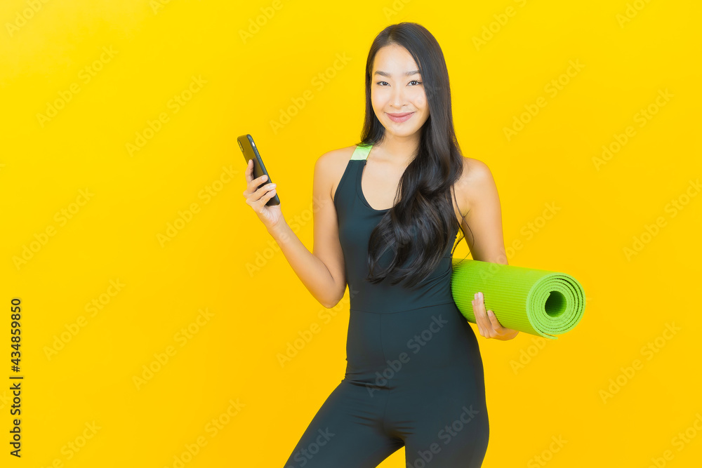 Portrait beautiful young asian woman wear gym outfit ready for exercise Portrait beautiful young asian woman wear gym outfit ready for exercise