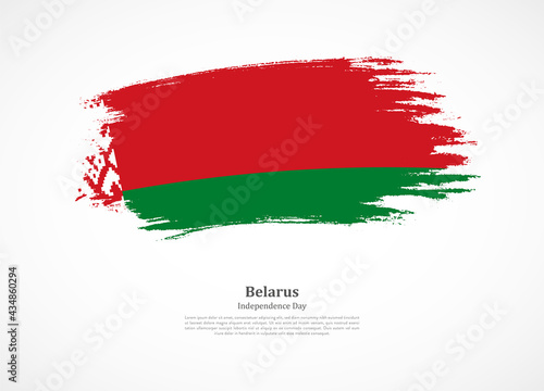 Happy independence day of Belarus with national flag on grunge texture