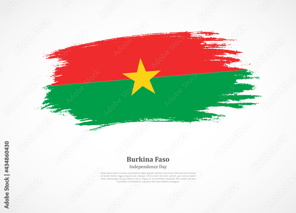 Happy independence day of Burkina Faso with national flag on grunge texture
