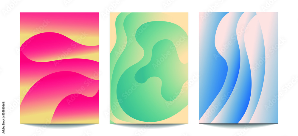 Abstract background paper Yellow pink green and blue.A4 abstract color 3d paper art illustration set.Vector design layout for banners presentations,posters and invitations.flyer design.wave.cut shapes
