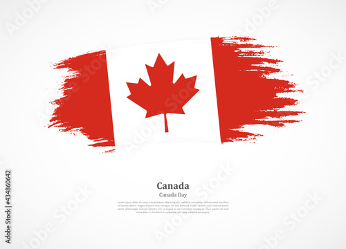 Happy Canada day with national flag on grunge texture