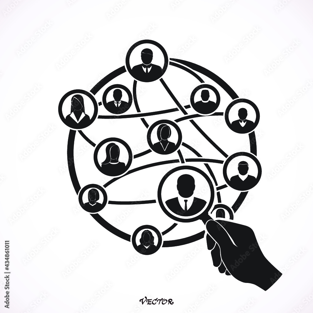 Social Network search and Social Media avatar Concept to find person. Business flat vector illustration. Social Network search and Social Media avatar Concept to find person. Business flat vector illustration.