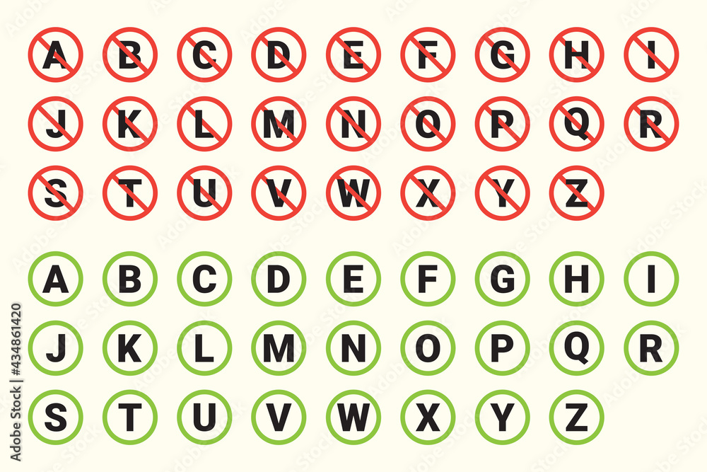 warning alphabet symbol with circle shape, set collection design vector