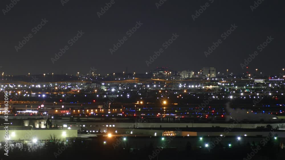Illuminating night cityscape with Chimney Smoke in Toronto, Canada. Static Timelapse shot Illuminating night cityscape with Chimney Smoke in Toronto, Canada. Static Timelapse shot