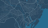 Detailed map of Cardiff city, linear print map. Cityscape panorama.