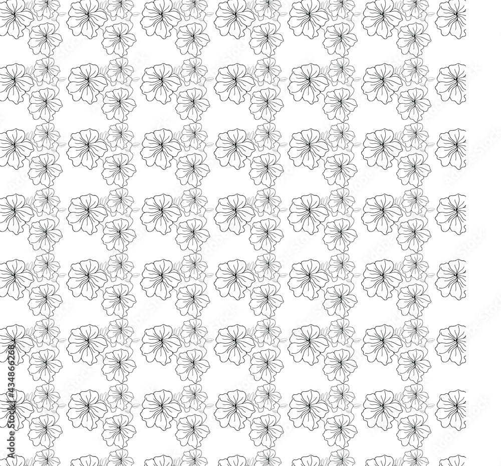 Stock coloring page black and white. Flower pattern.